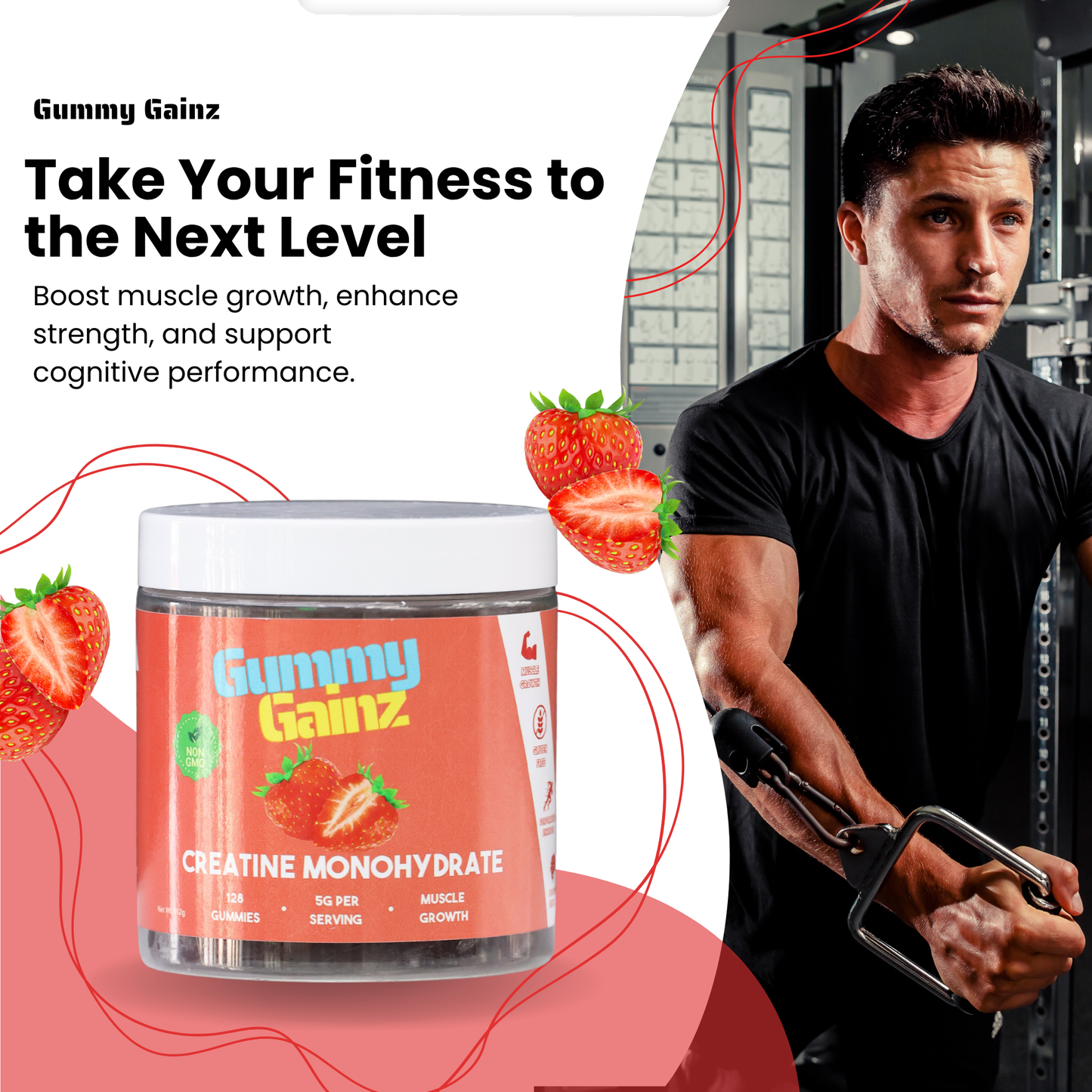 Gummy Gainz Strawberry Creatine Gummies