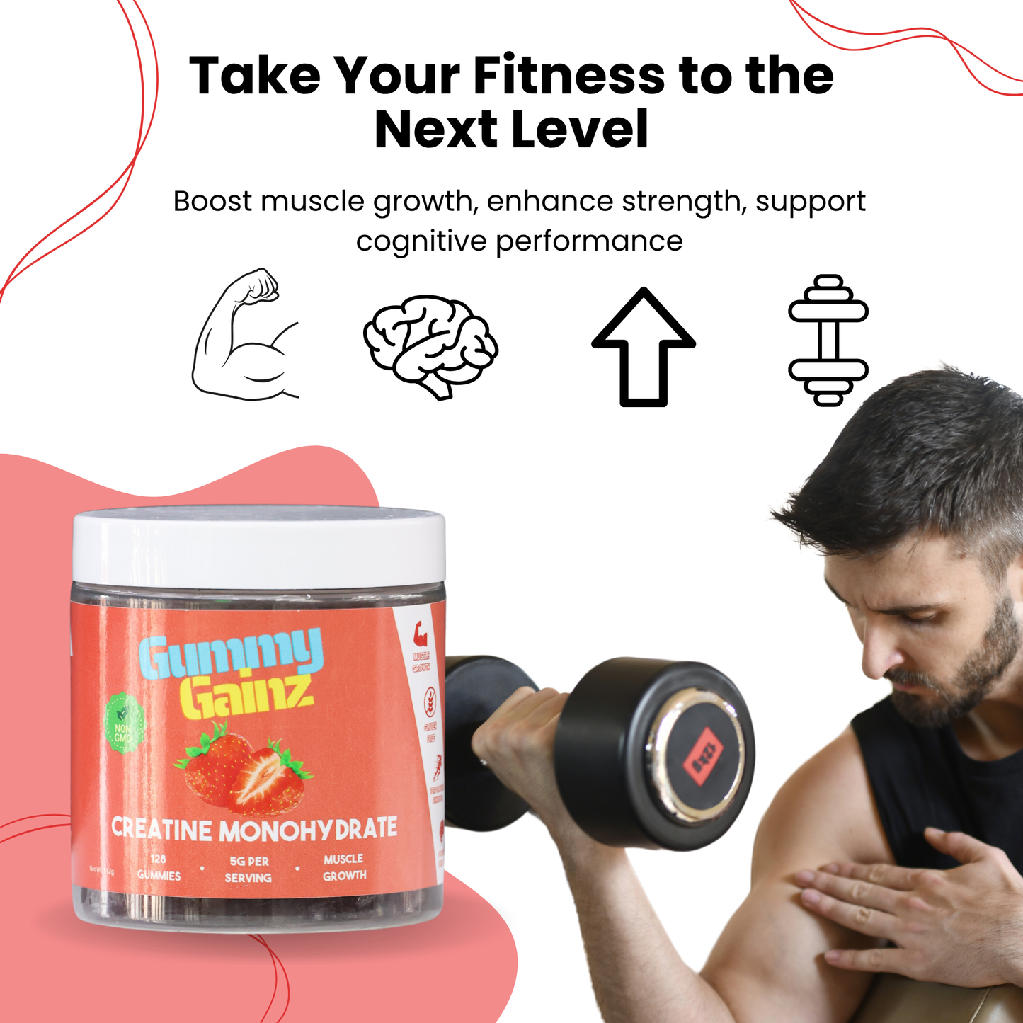 Gummy Gainz Strawberry Creatine Gummies