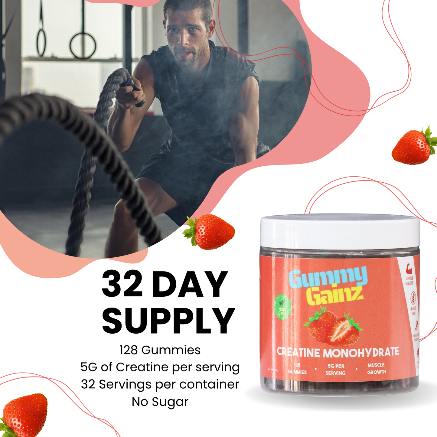Gummy Gainz Strawberry Creatine Gummies
