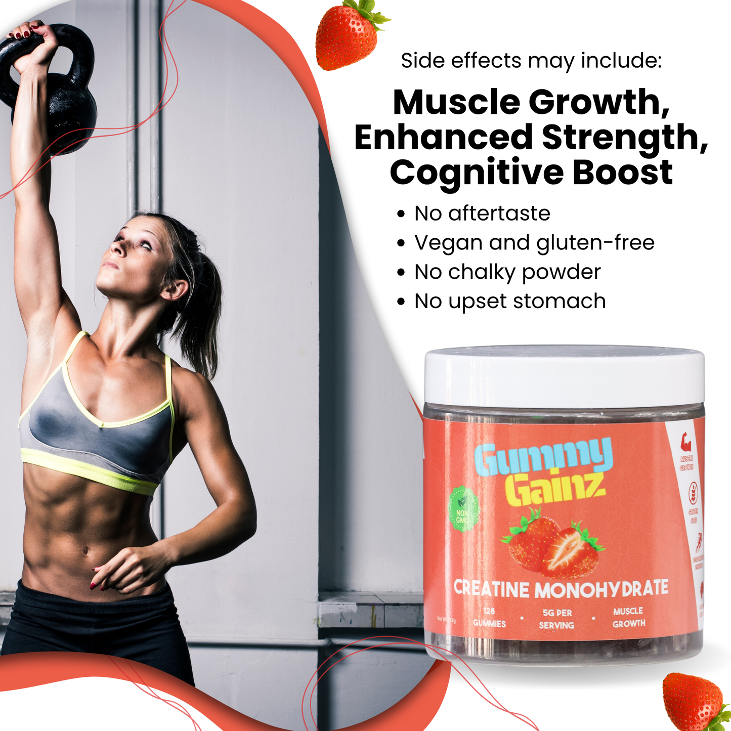 Gummy Gainz Strawberry Creatine Gummies