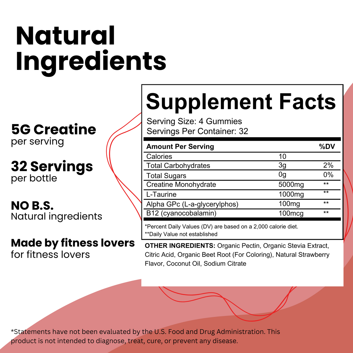 Gummy Gainz Strawberry Creatine Monohydrate Gummies