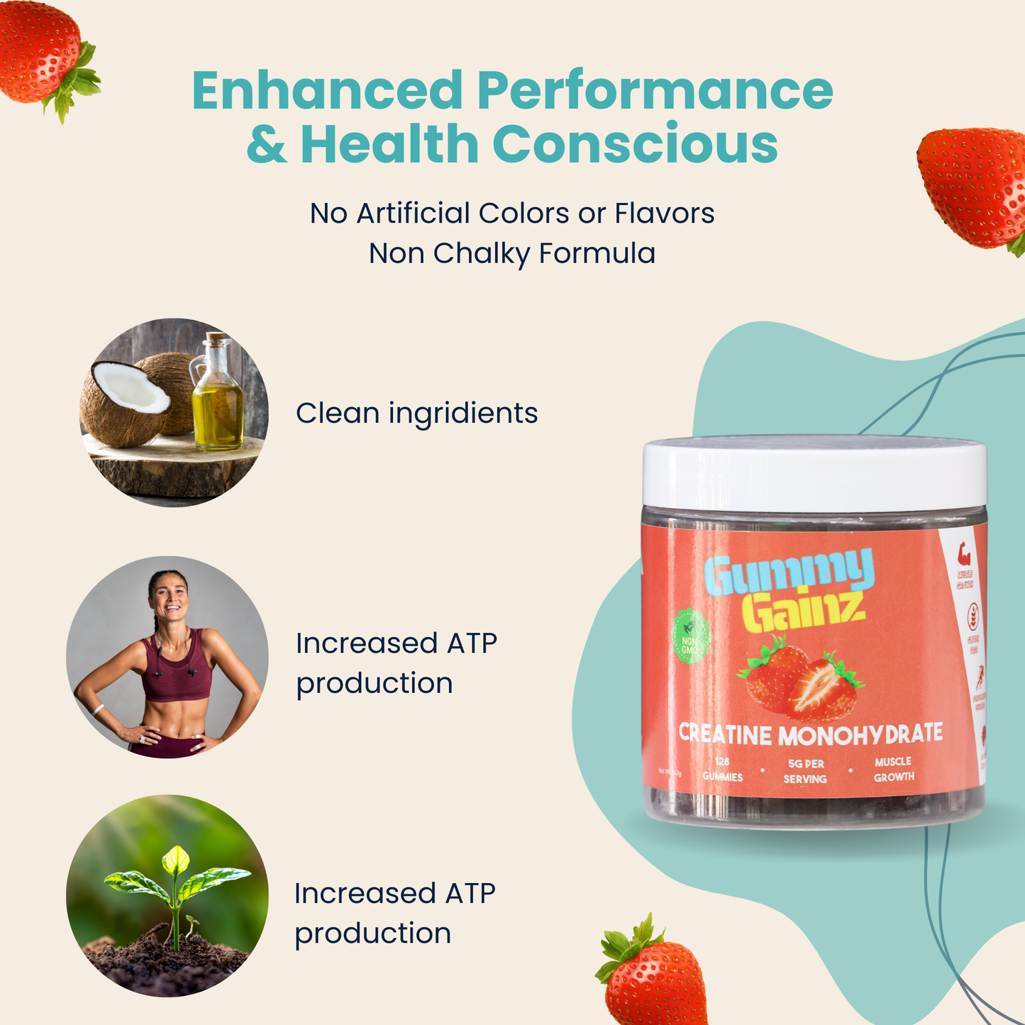 PRE-ORDER Gummy Gainz Strawberry Creatine Gummies